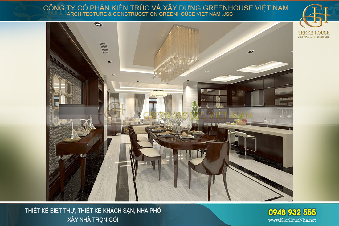 5 mẫu thiết kế nội thất phòng ăn biệt thự hiện đại đơn giản tiện nghi nhất