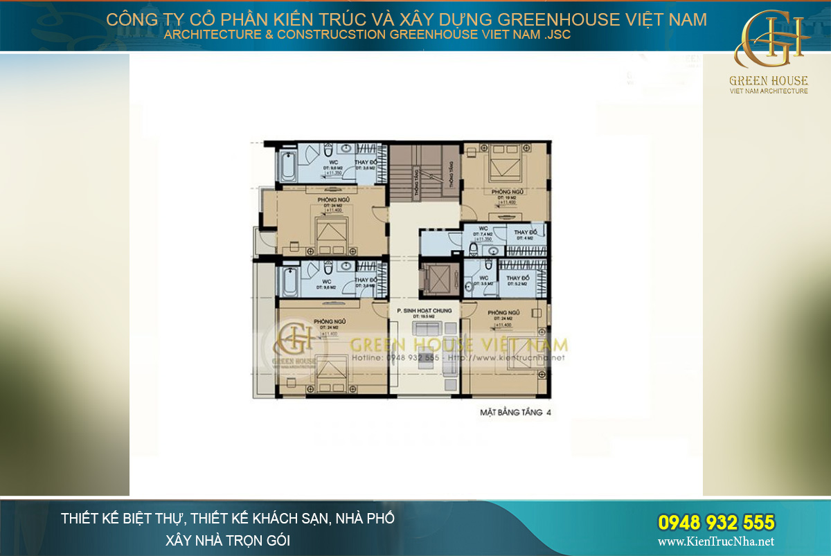 Thiết kế mặt bằng và bố trí các công năng sử dụng một cách khoa học nhất cho mẫu nhà phố 5 tầng