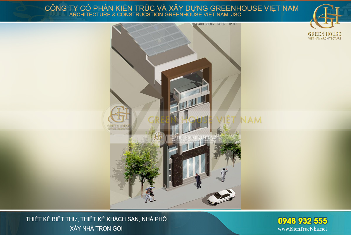 Thiết kế khang trang và bề thế của shophouse mặt tiền 4m tại Hải Phòng