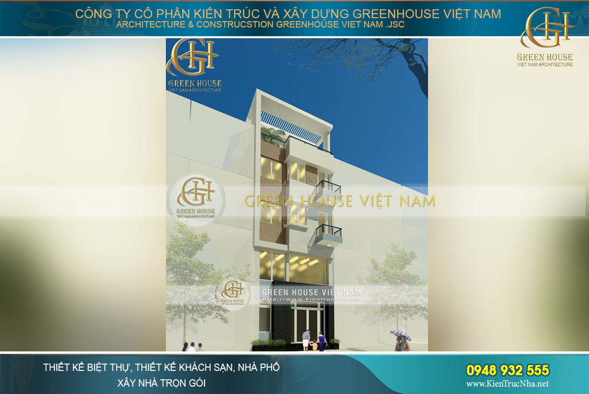 Không gian ngoại thất cao cấp, sang trọng của kiến trúc nhà phố 4 tầng tại Hải Phòng