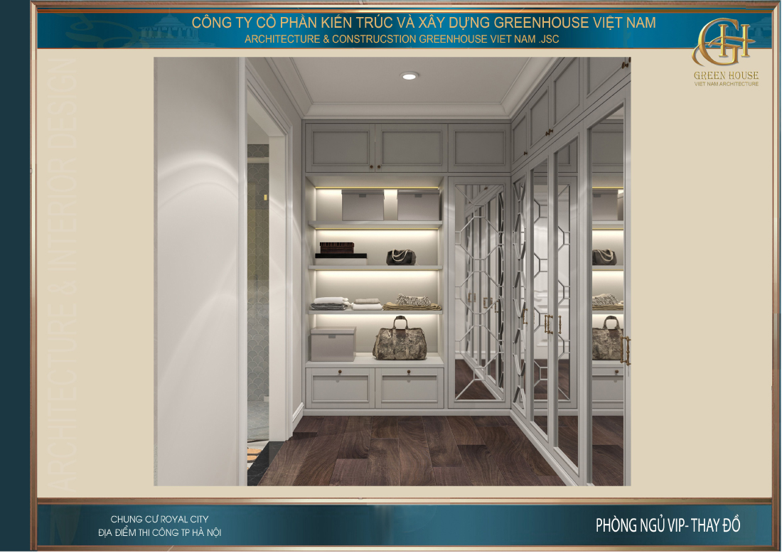 Khu vực phòng thay đồ của phòng ngủ VIP