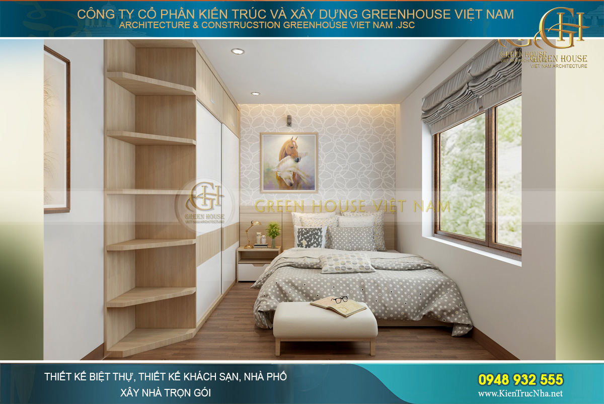 Thiết kế phòng ngủ của con gái với bảng màu thiên trắng tinh khôi