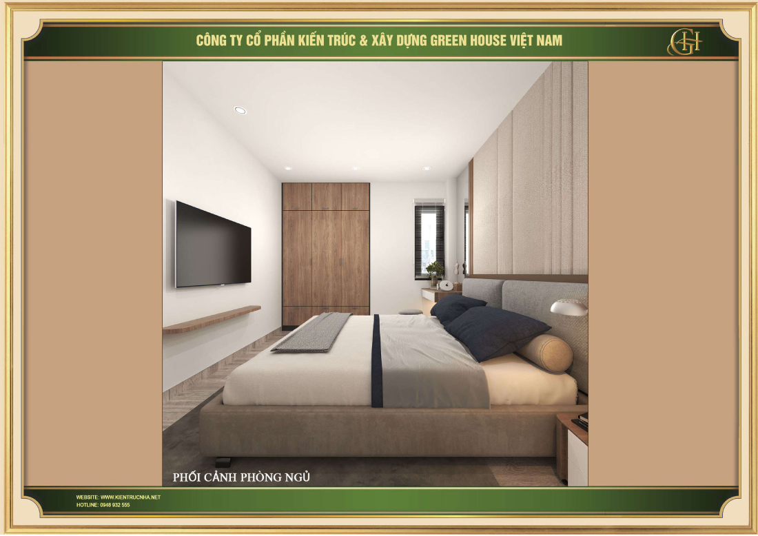 Dù không gian không lớn nhưng vẫn bố trí đầy đủ nội thất cho phòng ngủ