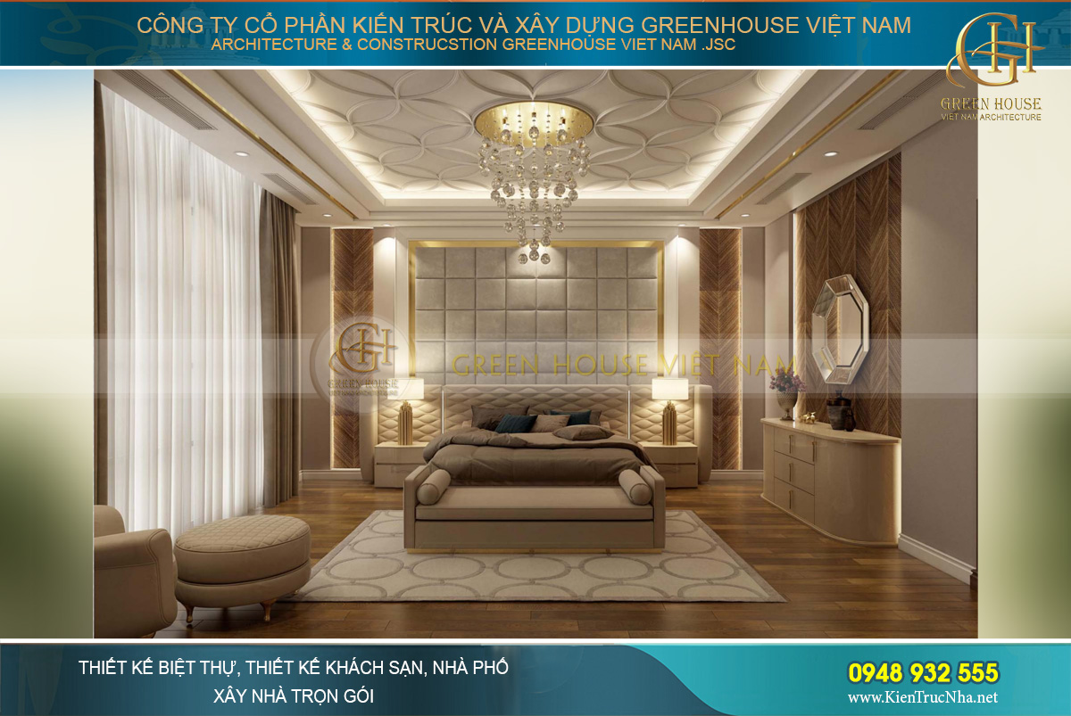 Phòng ngủ dành cho bà với tone màu nền nã và phù hợp với sở thích của người lớn tuổi