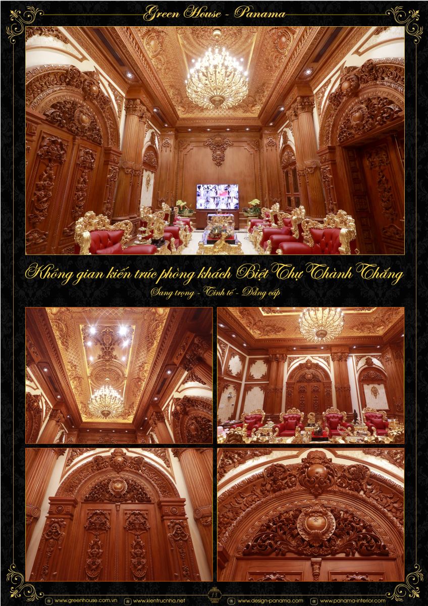 Không gian kiến trúc phòng khách sang trọng sa hoa tinh tế