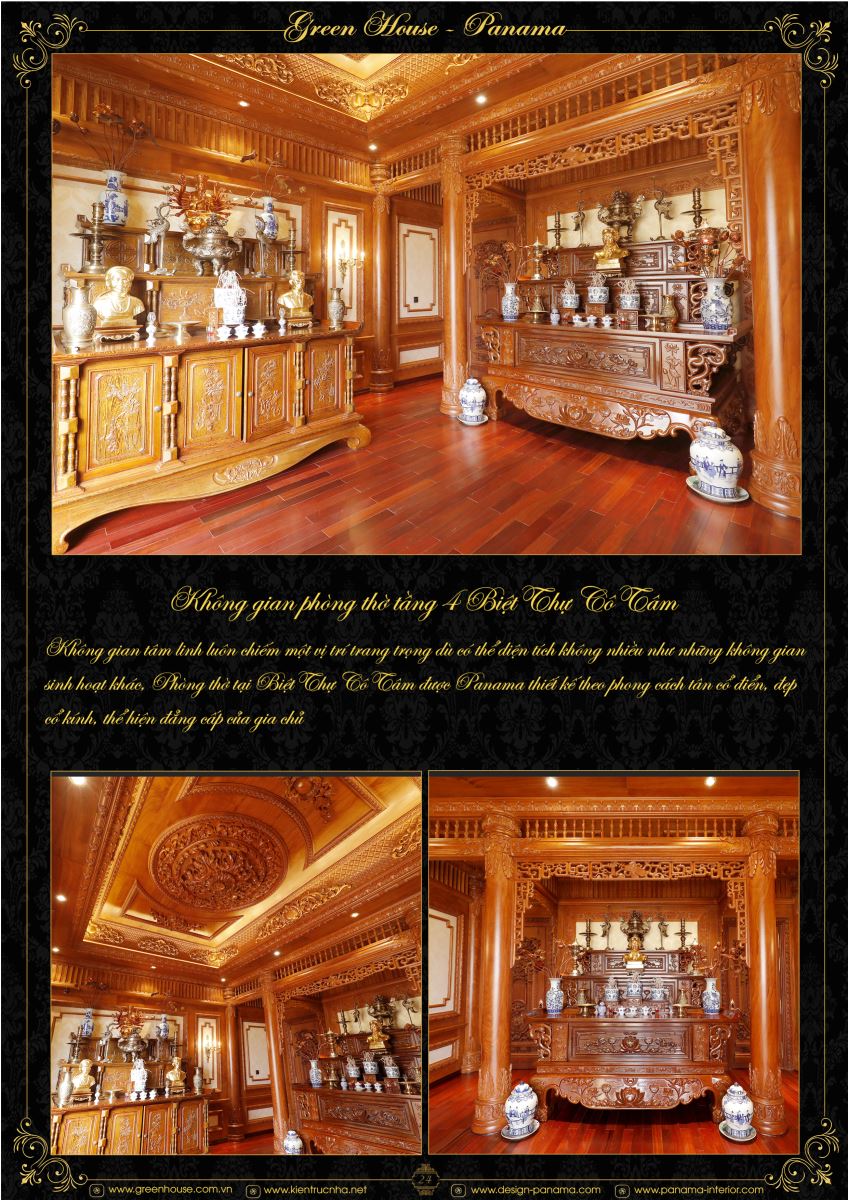 Mẫu thiết kế nội thất phòng thờ đẹp hoàn hảo tại Kiến trúc nội thất Green House - Panama