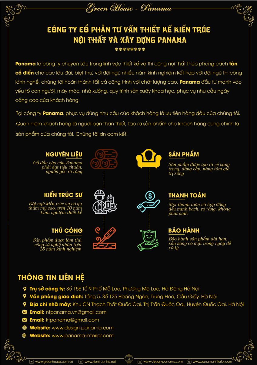 Panama – công ty chuyên thiết kế thi công nội thất biệt thự lâu đài tân cổ điển uy tín và đẳng cấp