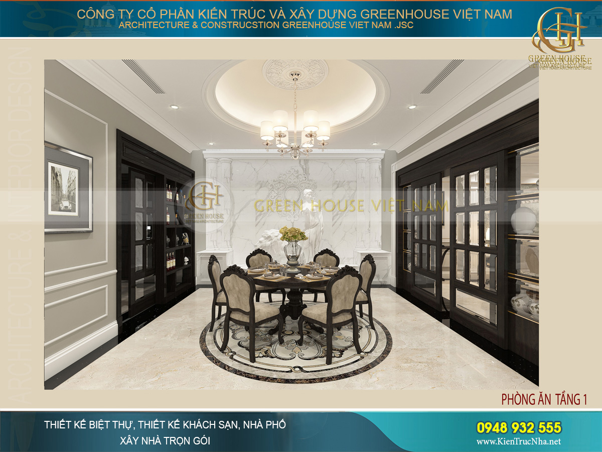 Khu vực nhỏ gọn và sang trọng của phòng ăn trong gia đình