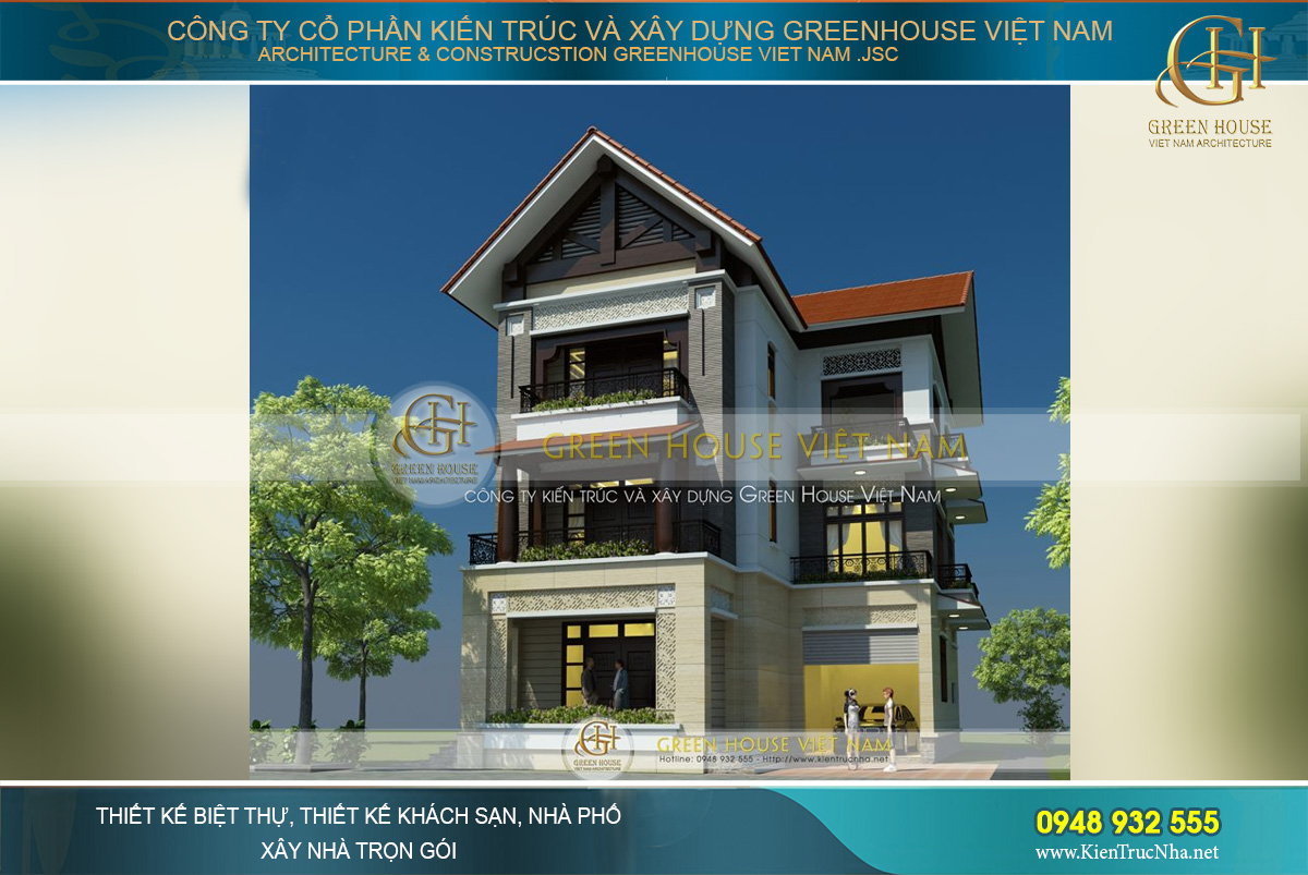 Nét đẹp truyền thống Á Đông được thể hiện rõ nét ở tầng 2 và tầng 3 của biệt thự