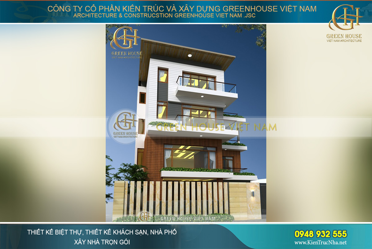 Gam màu trắng – nâu trẻ trung giúp làm nổi bật thêm lối kiến trúc hiện đại, phóng khoáng của biệt thự