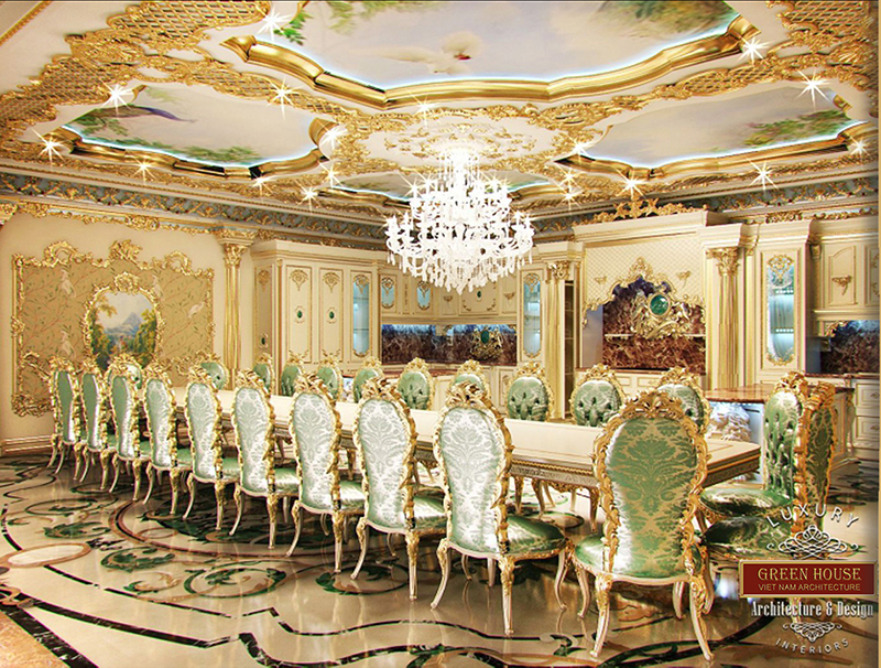 Nội thất trong biệt thự cũng sang trọng, lộng lẫy không kém