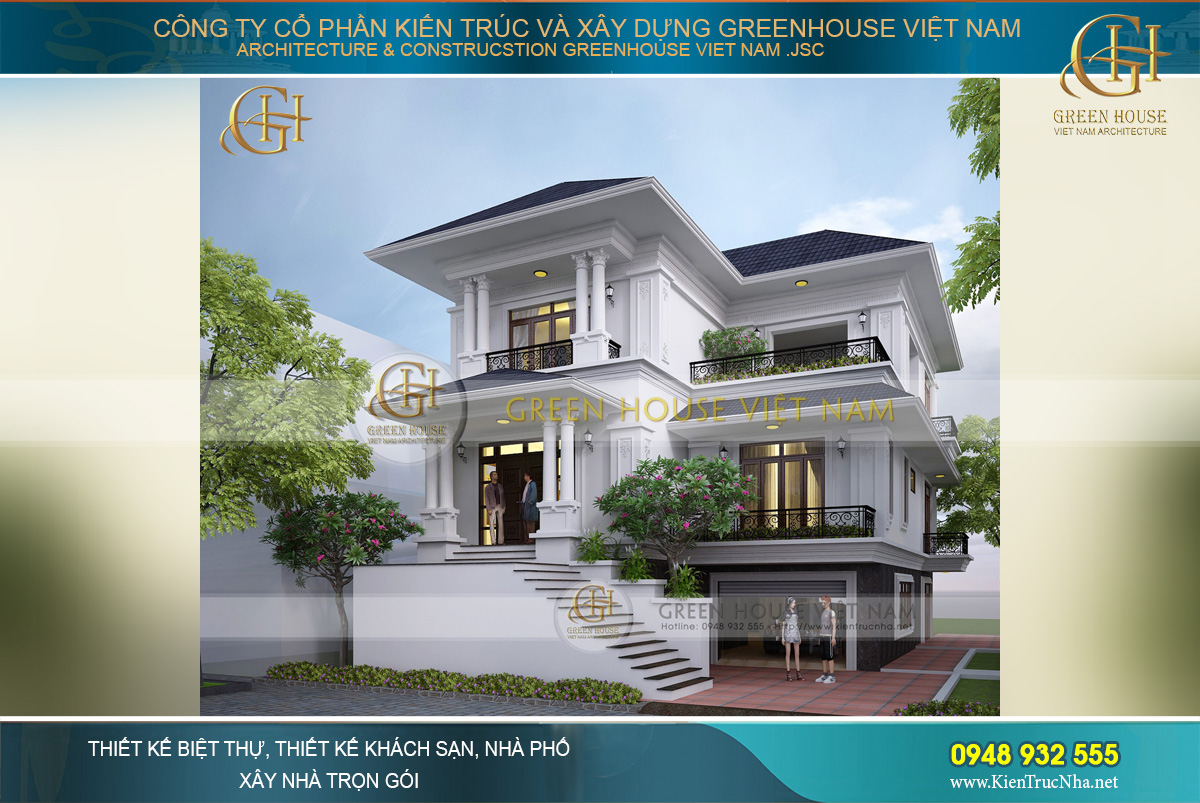  Với thiết kế mái Thái đã giúp cho biệt thự 3 tầng trở lên cao ráo, thanh thoát hơn rất nhiều