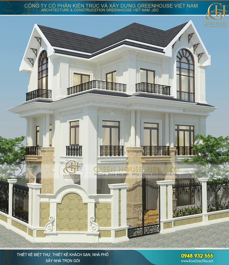 Mẫu biệt thự tân cổ điển 3 tầng thu hút, đẹp sang trọng tại Green House Việt Nam