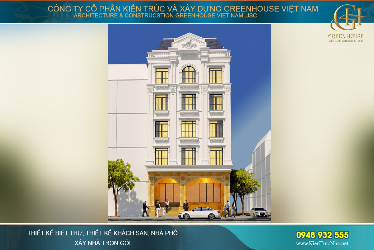 Mẫu thiết kế biệt thự phố tân cổ điển 5 tầng đẳng cấp hoàng gia tại Hà Nội