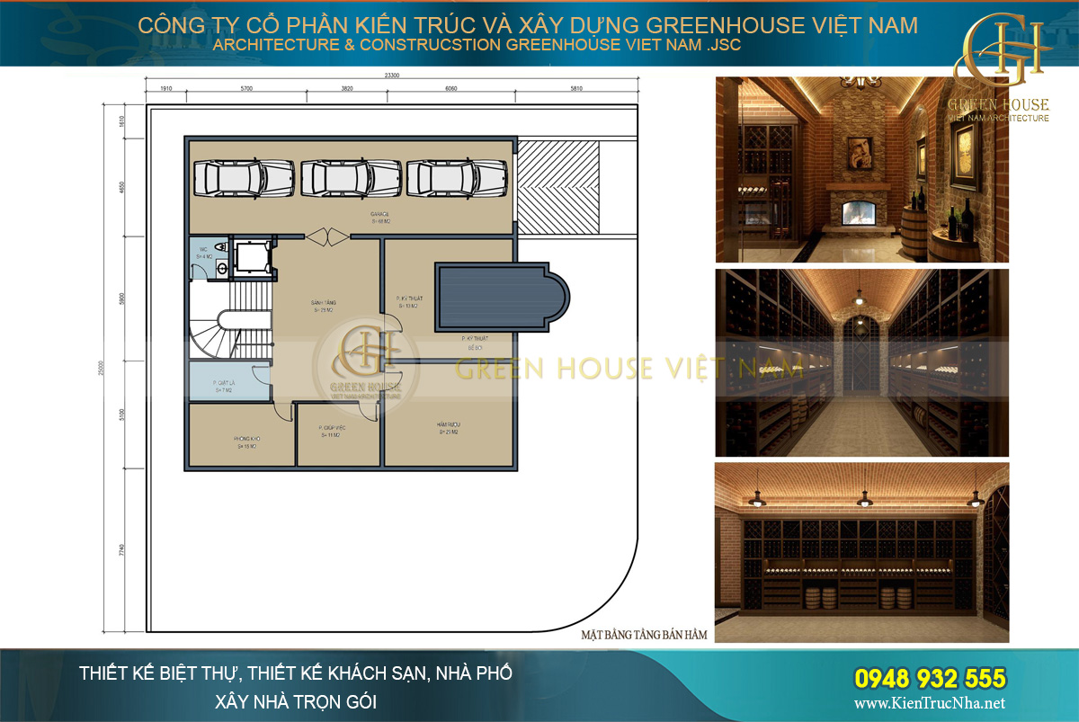 Tầng hầm – Gara với diện tích lớn của tòa nhà