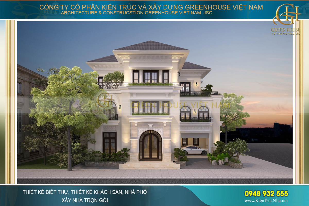 Mẫu biệt thự 3 tầng tân cổ điển đẹp, cuốn hút tại Bắc Giang