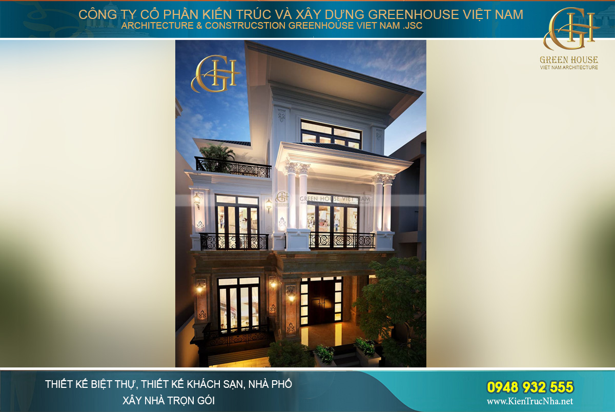 Chiêm ngưỡng thiết kế biệt thự tân cổ điển 3 tầng cực thu hút