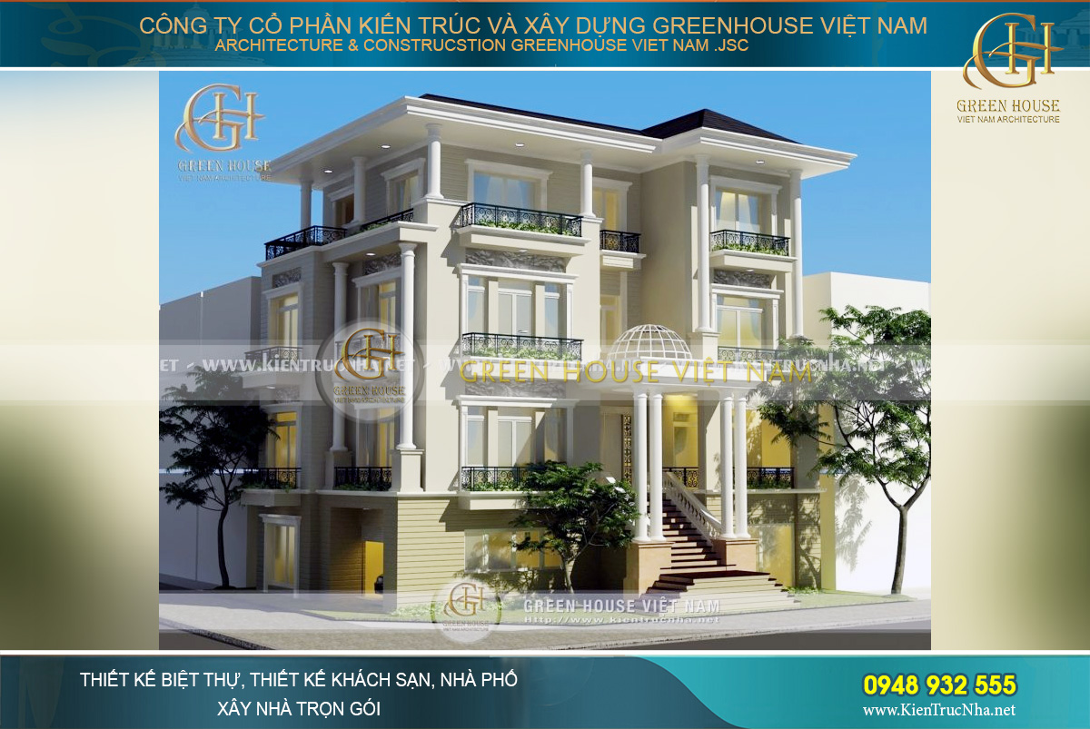 Mẫu biệt thự tân cổ điển 4 tầng sang trọng - Green House Việt Nam