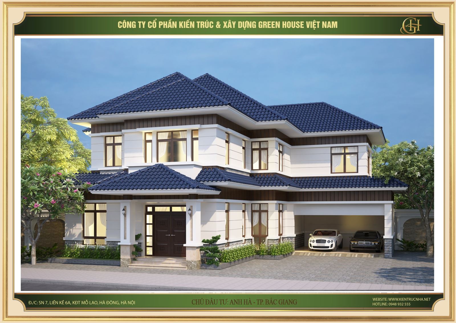 Biệt thự được thiết kế hệ thống kính lớn mang đến không gian sống thơ mộng