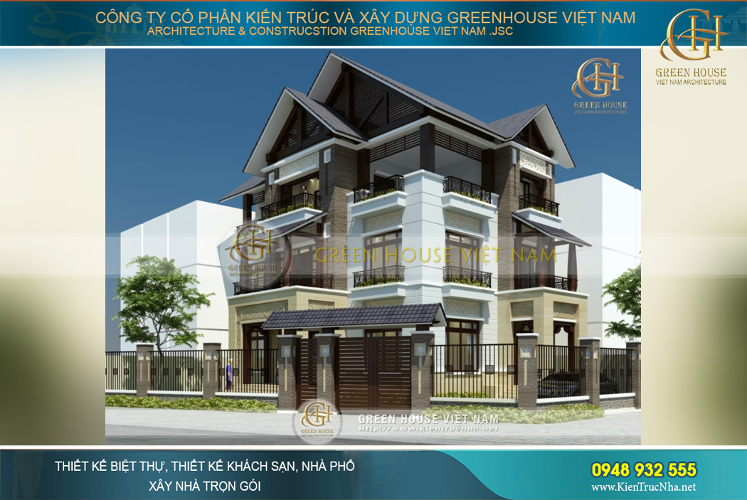 Biệt thự Á Đông 2 mặt tiền tại Hà Nội được bao bọc bởi hệ thống tường rào vững chắc, an toàn