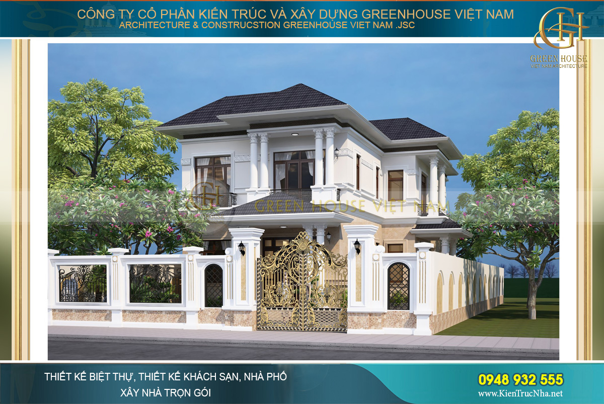 Hệ hàng rào sắt thoáng kết hợp cổng sắt nghệ thuật nhẹ nhàng tinh tế.