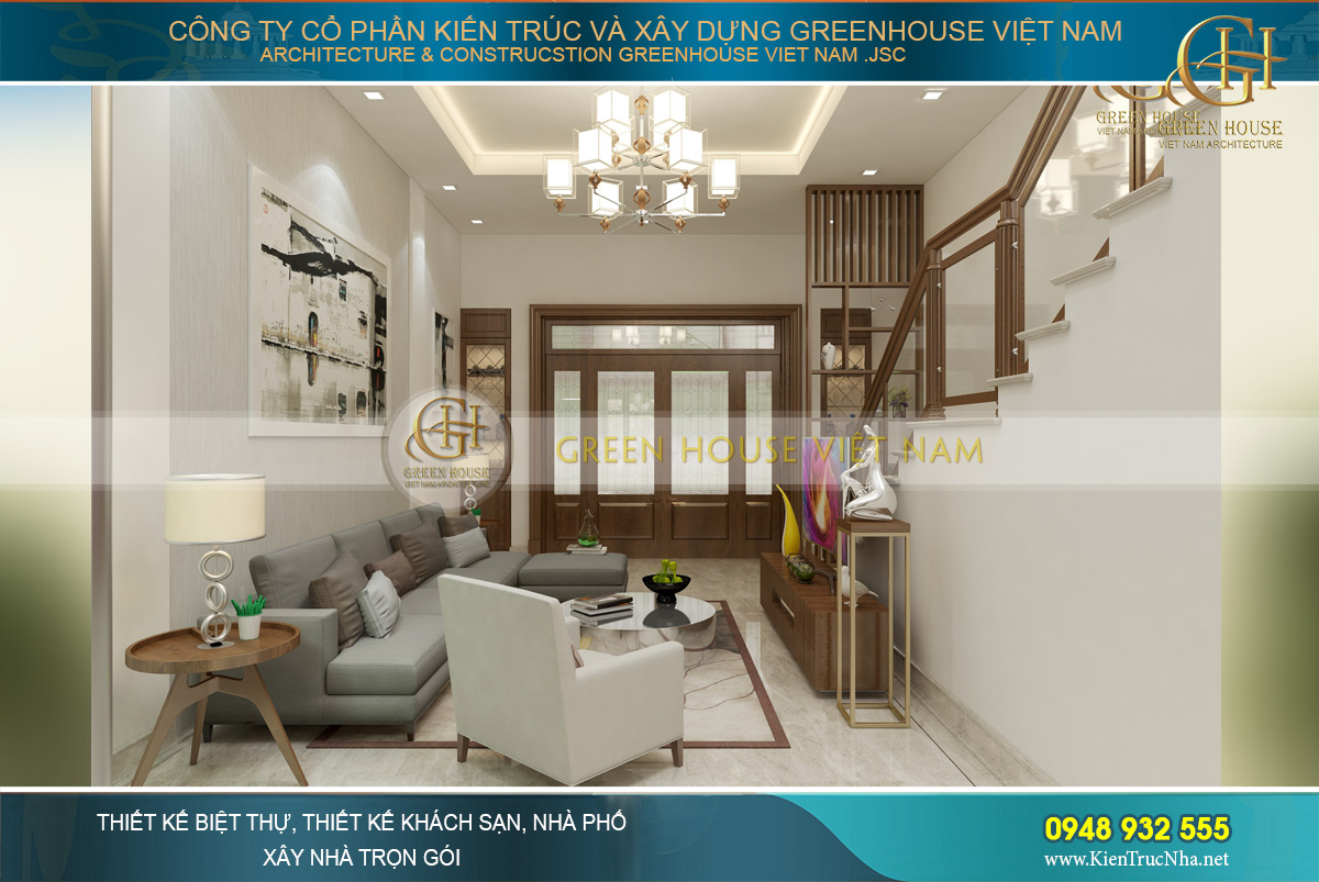 Phòng khách không lớn nhưng tạo được cảm giác rộng rãi, tươi sáng