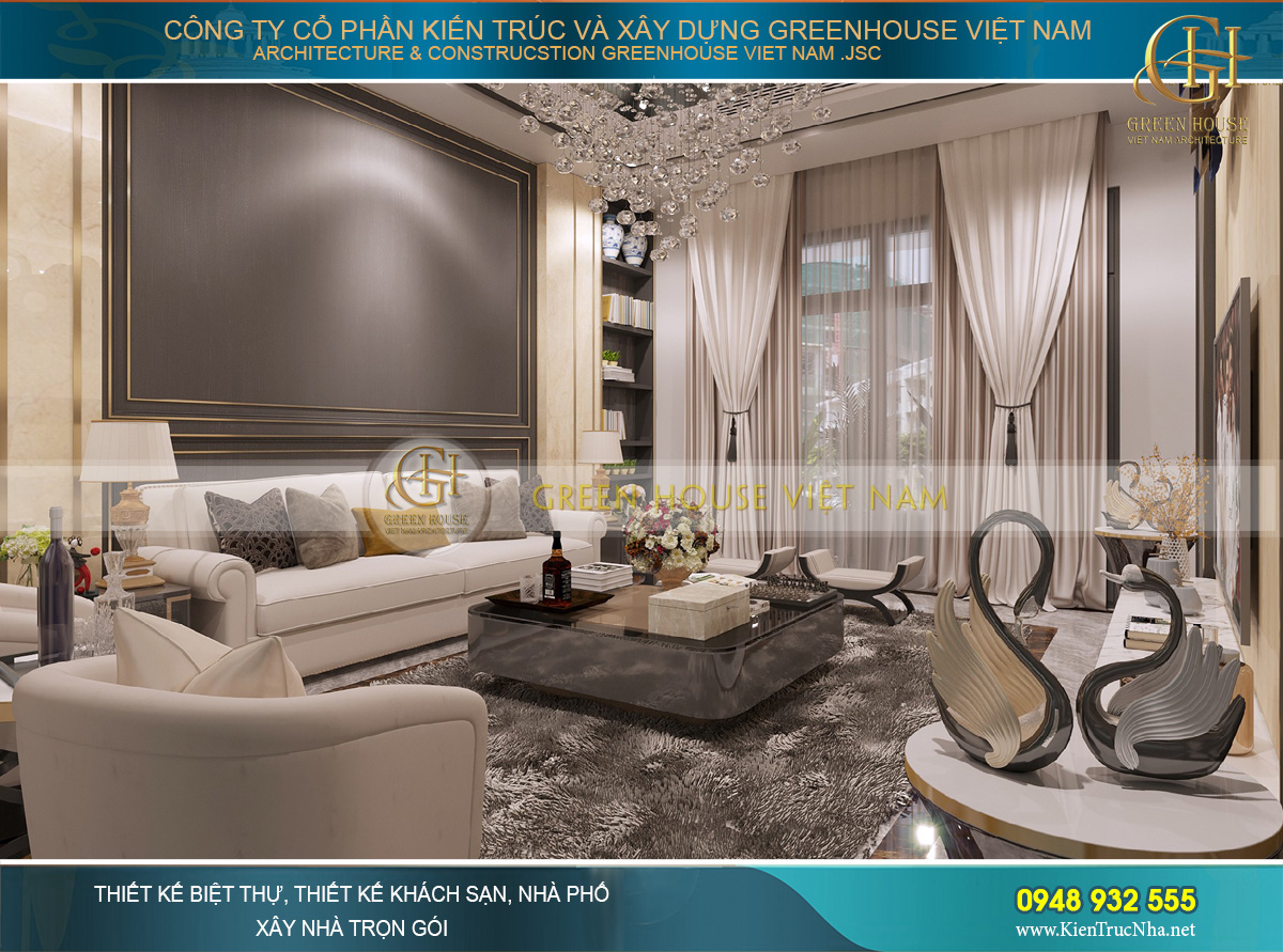 Một góc nhìn khác của phòng khách hiện đại sang trọng này