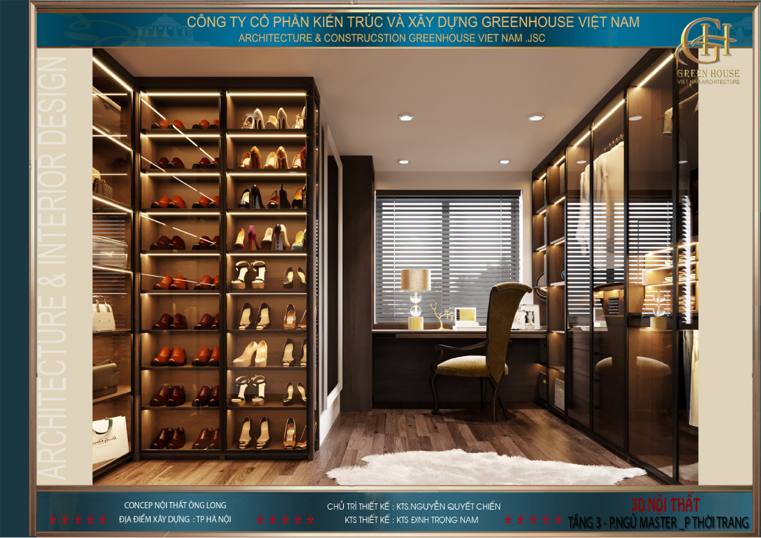 Thiết kế phòng thời trang cho phong ngủ master