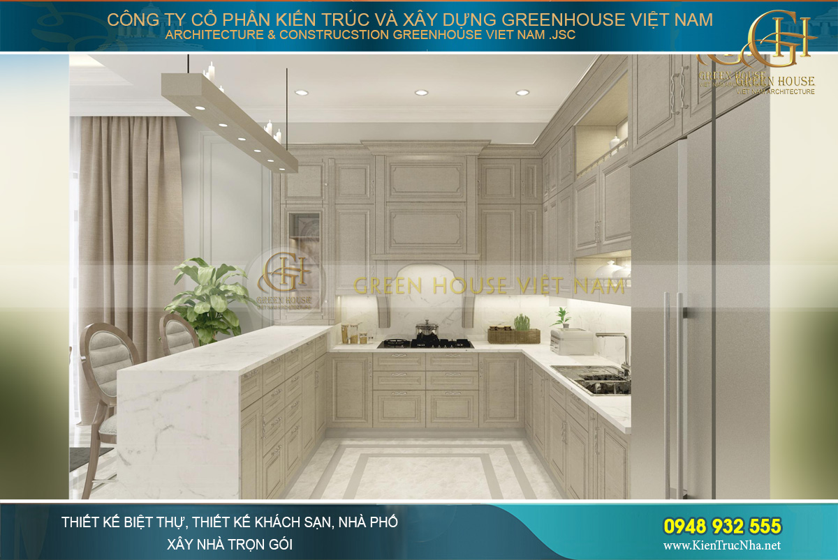 Mẫu quầy bar hiện đại ngăn phòng bếp với phòng ăn cho biệt thự