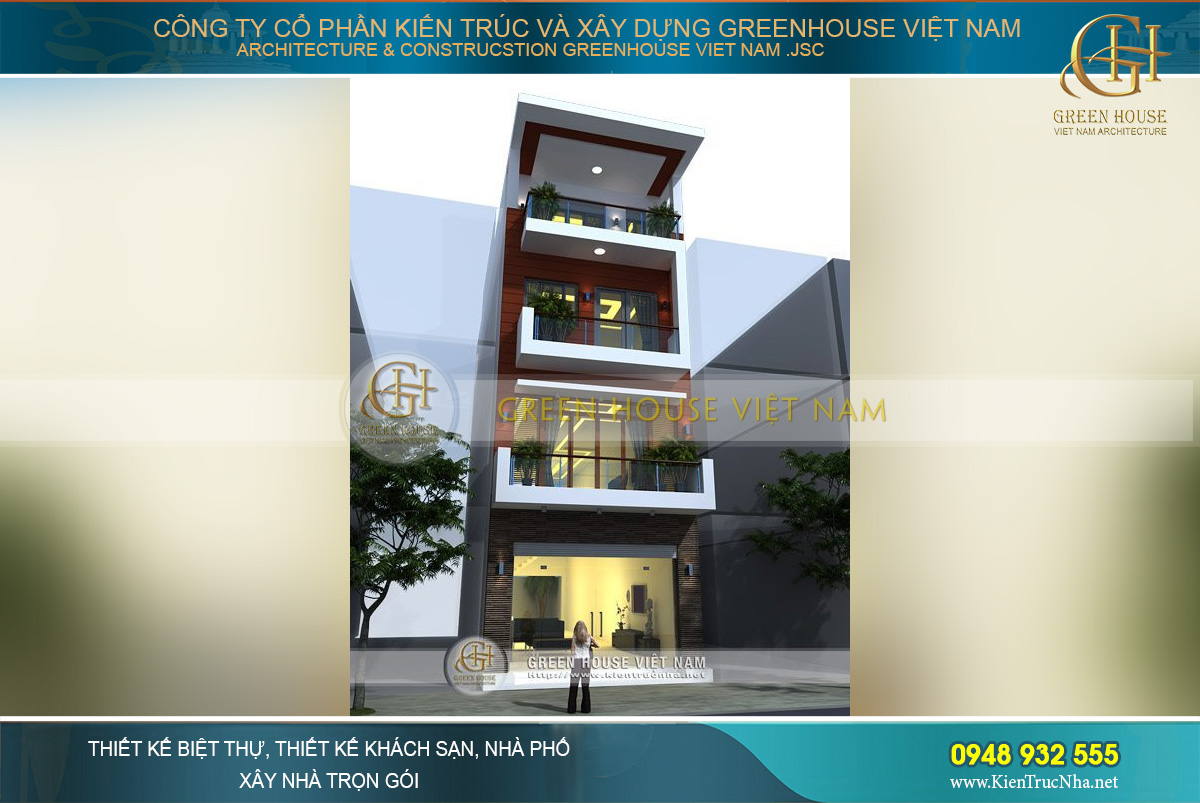 Tổng quan kiến trúc ngôi nhà ống 4 tầng mặt tiền 5m tại Hải Phòng với thiết kế bề thế, khang trang