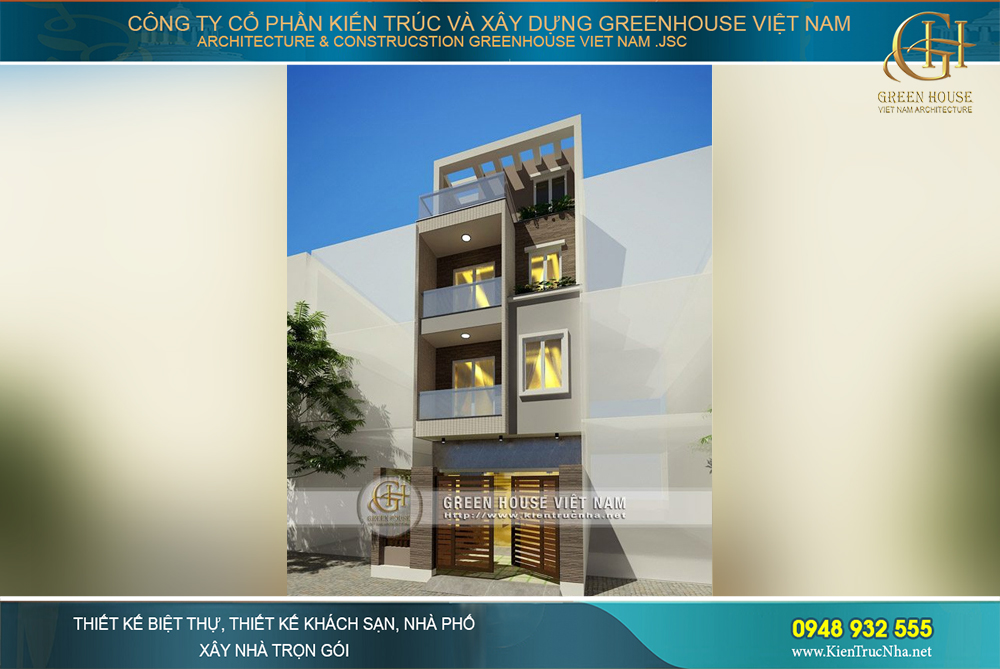 Kiến trúc nhà ống hiện đại với những đường nét thiết kế chắc chắn, khỏe khoắn