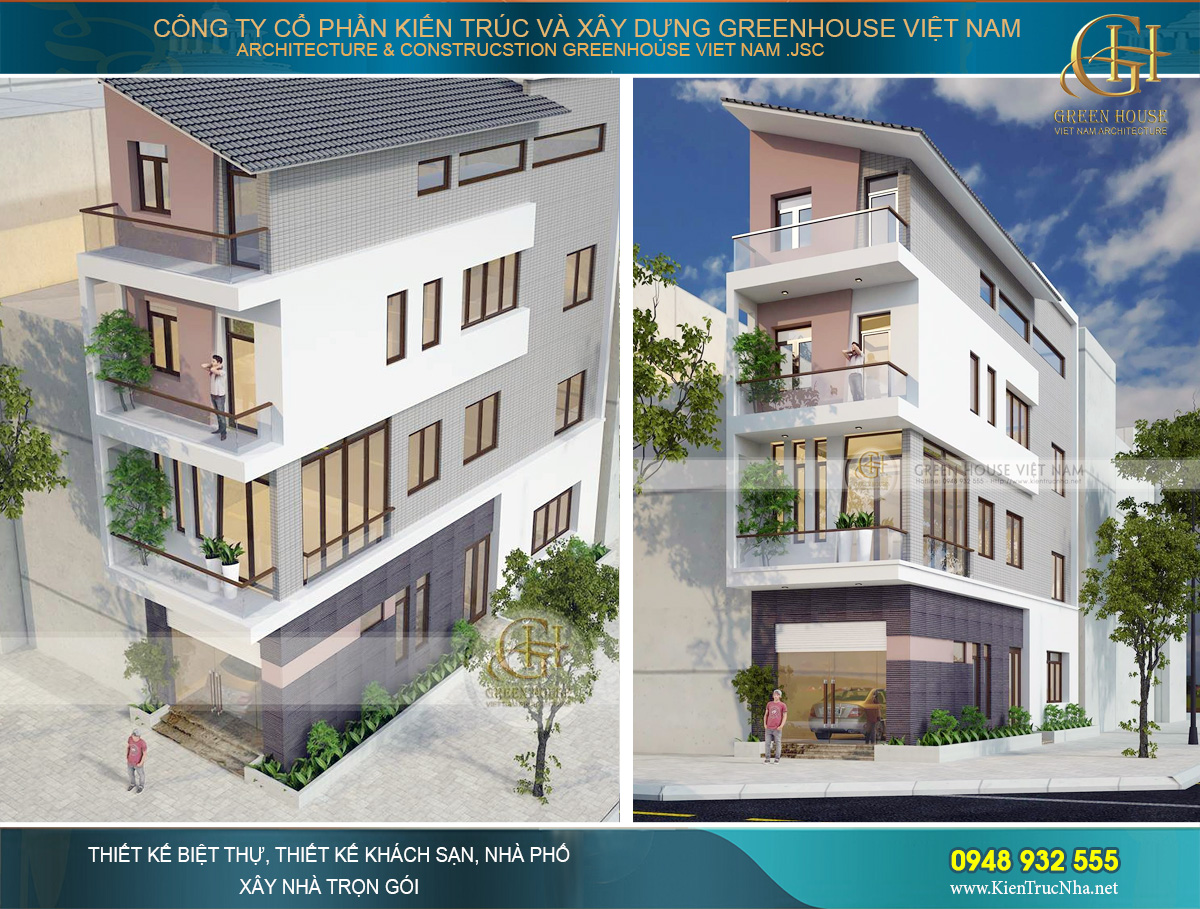 Phối cảnh nhà phố hiện đại 4 tầng mặt tiền 4m tại Hà Nội