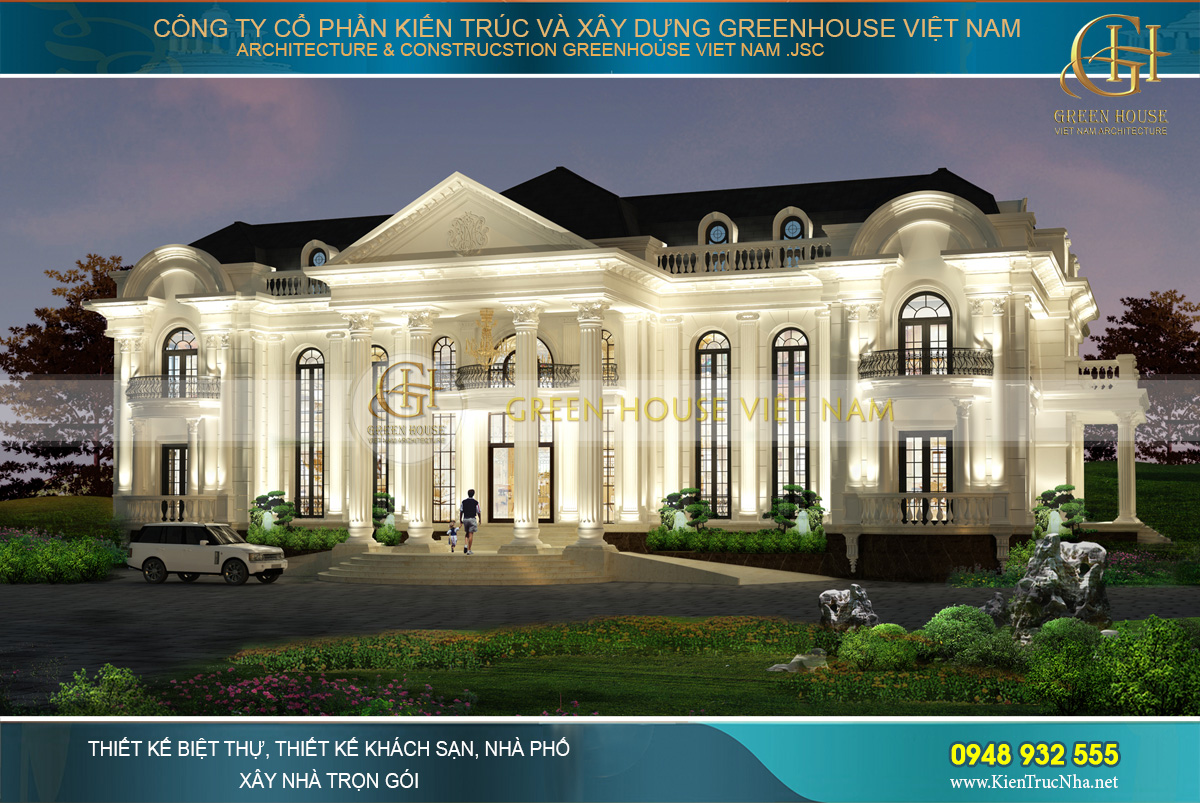 Khi trời tối, ánh đén rực rõ còn khiến dinh thự tân cổ điển trở nên lộng lẫy, tuyệt đẹp hơn 