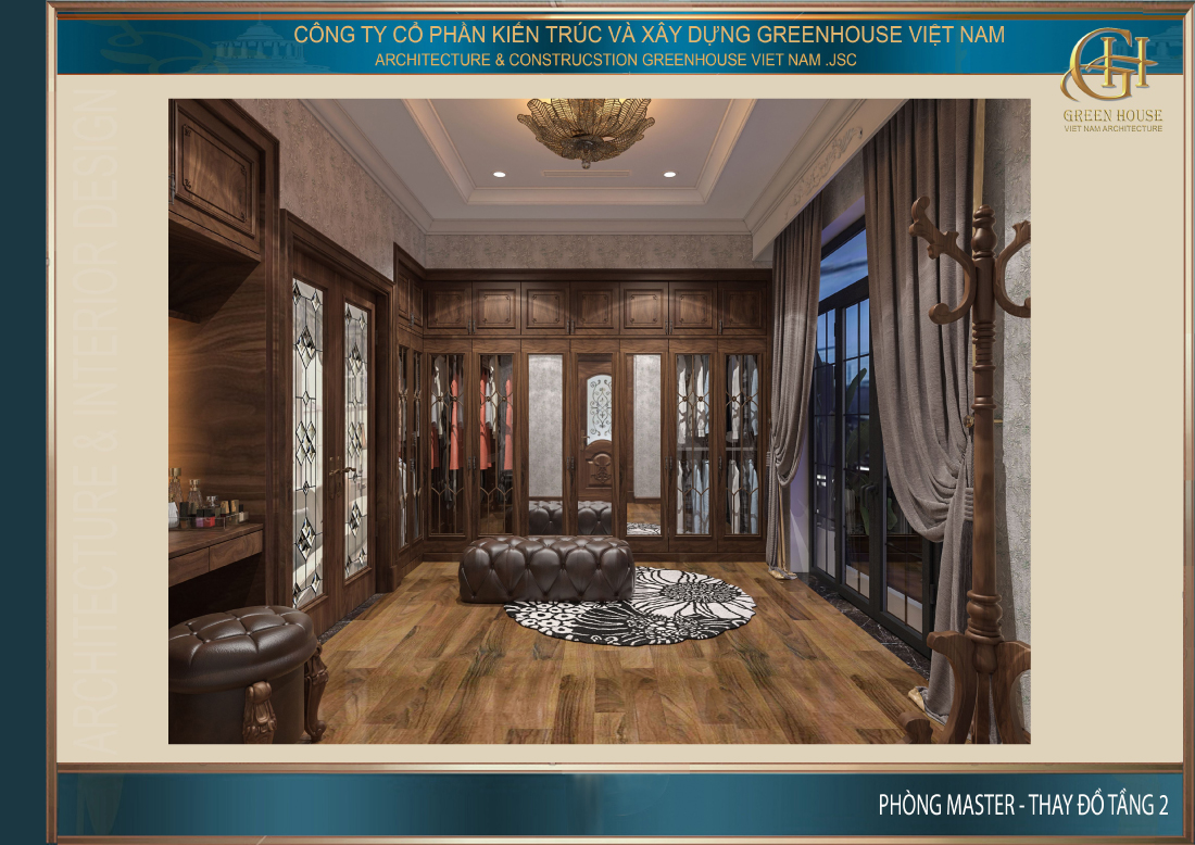 Phòng thời trang của phòng ngủ master mang đến vẻ đẹp quý tộc