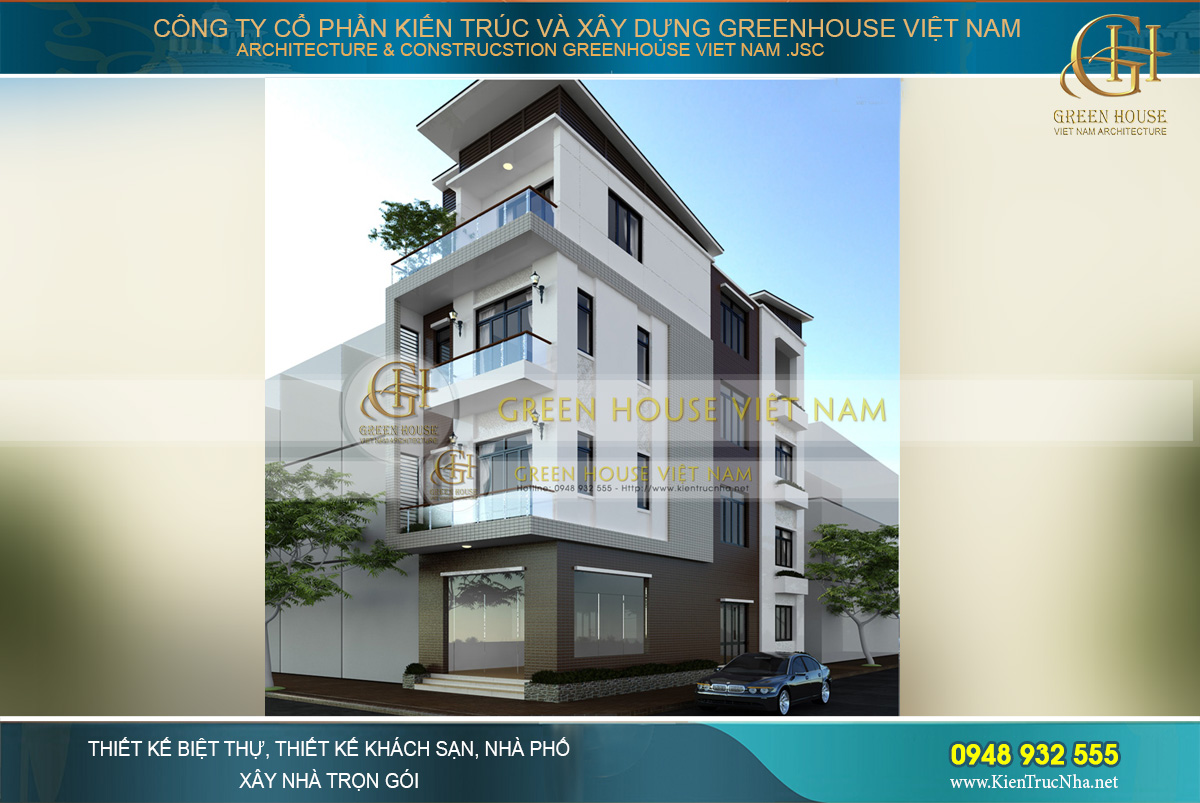 Sự kết hợp của 2 gam màu nâu – trắng tạo nên vẻ đẹp nổi bật, thu hút cho công trình nhà phố hiện đại