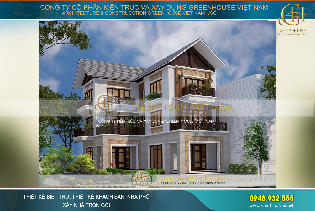 Mẫu thiết kế biệt thự 3 tầng hiện đại hình chữ L đẹp duyên dáng, thanh lịch mà nổi bật