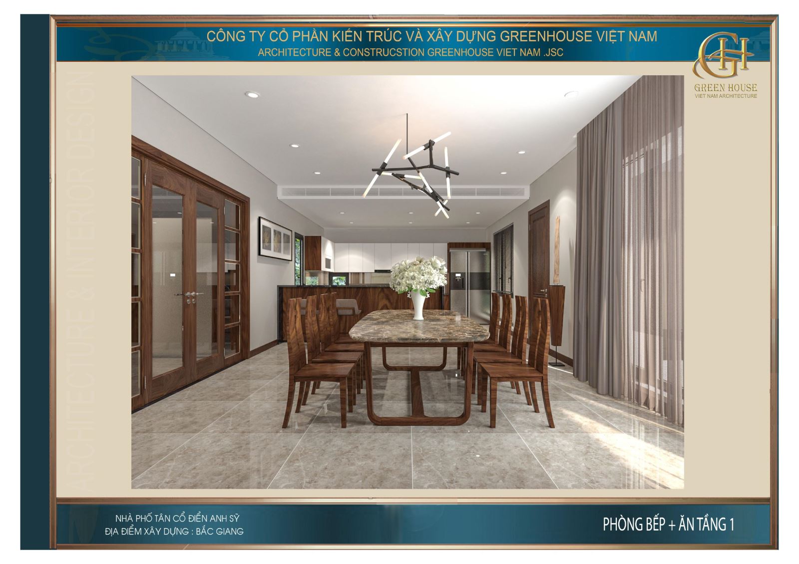 Không gian phòng ăn rộng rãi, thông thoáng và ngập tràn ánh nắng