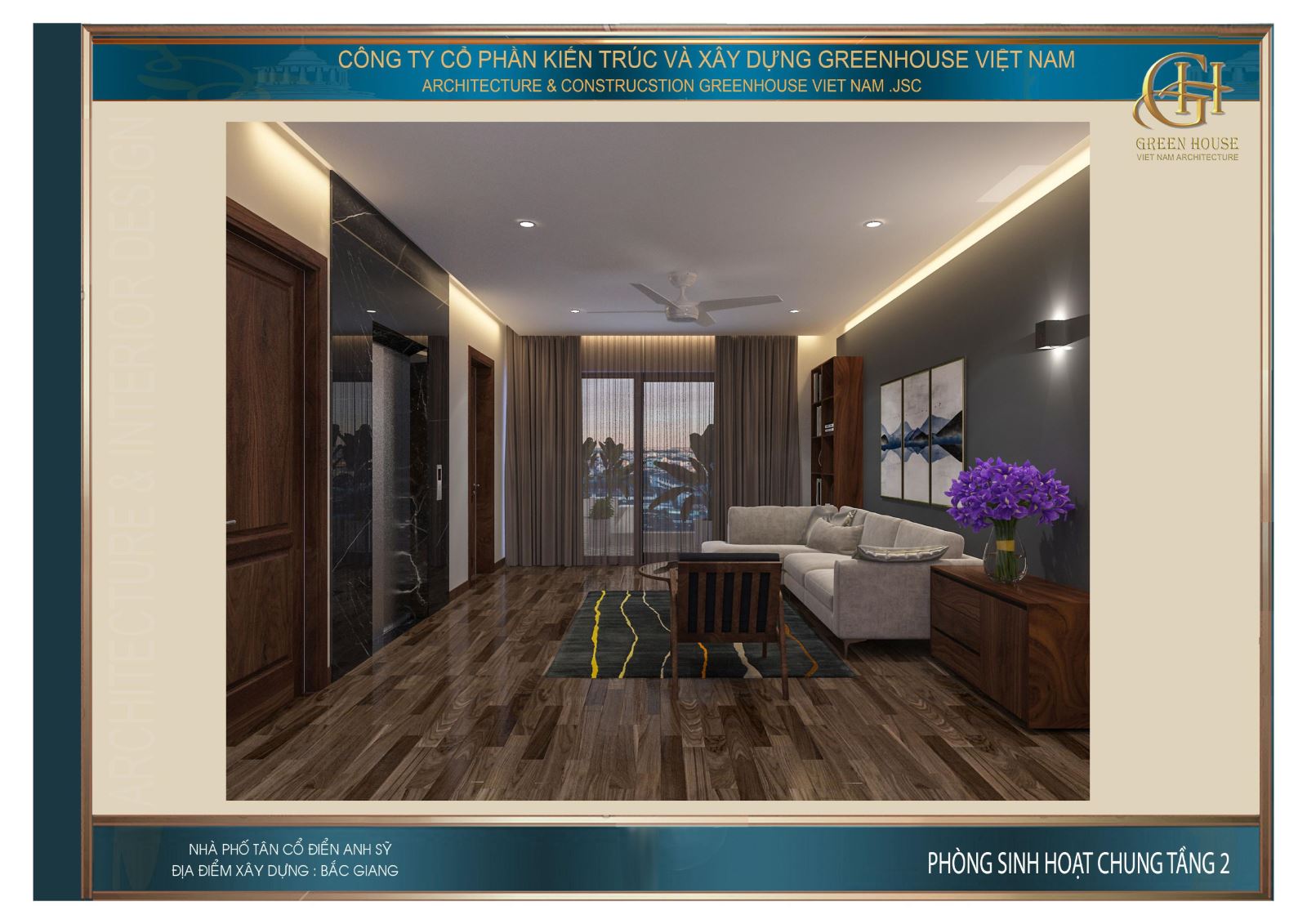 Không gian sinh hoạt cũng được trang bị khung cửa kính lớn