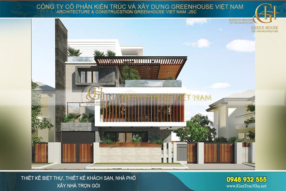 Thiết kế mặt tiền của biệt thự 4 tầng hiện đại với lối kiến trúc táo bạo cùng vẻ đẹp ấn tượng