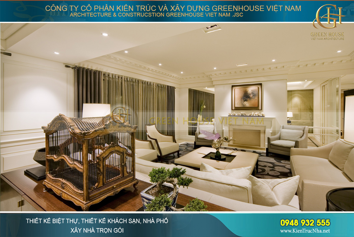 Không gian phòng khách vô cùng sang trọng và ấm cúng