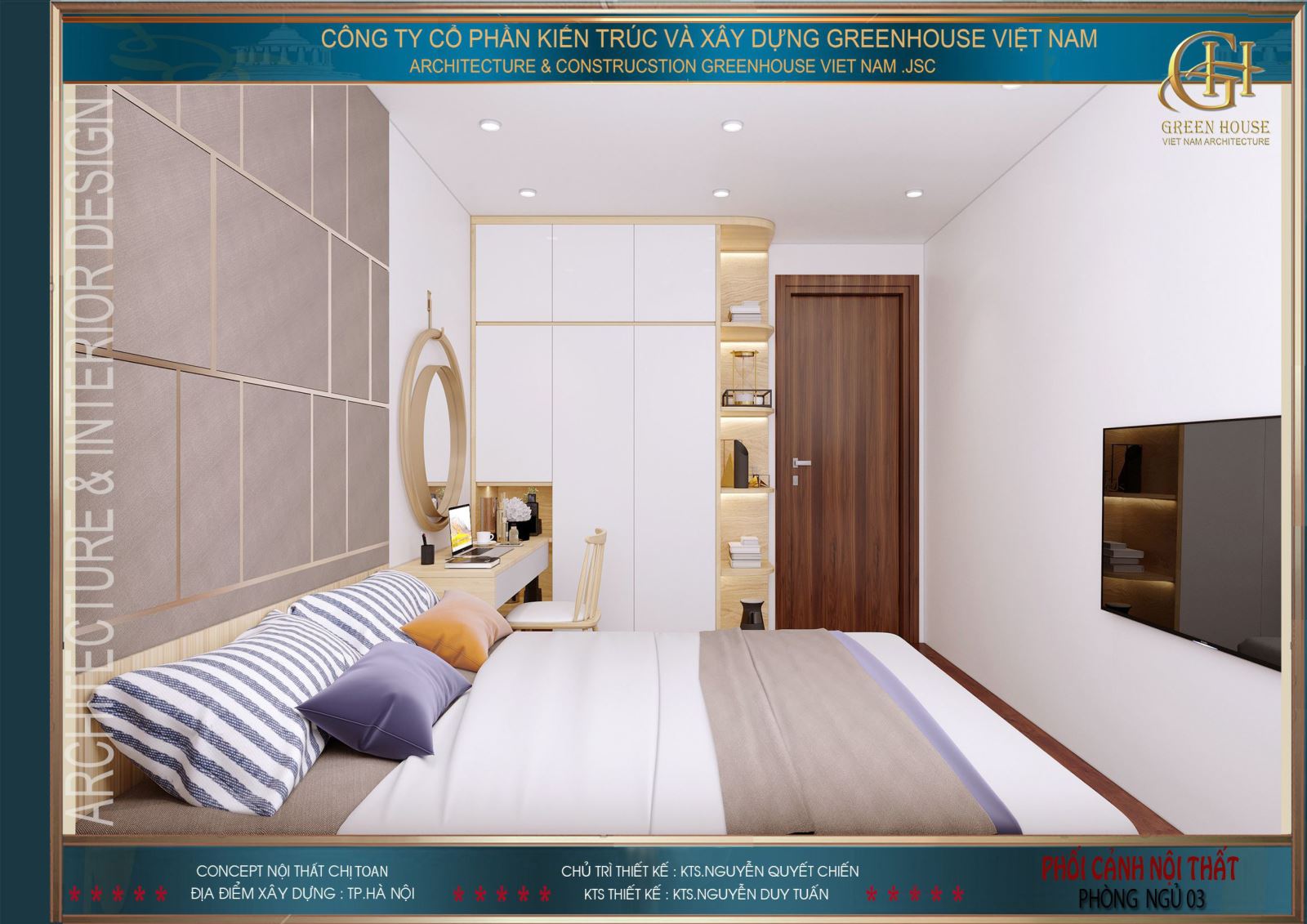 Phòng ngủ số 3 cũng được thiết kế với những đồ nội thất cơ bản