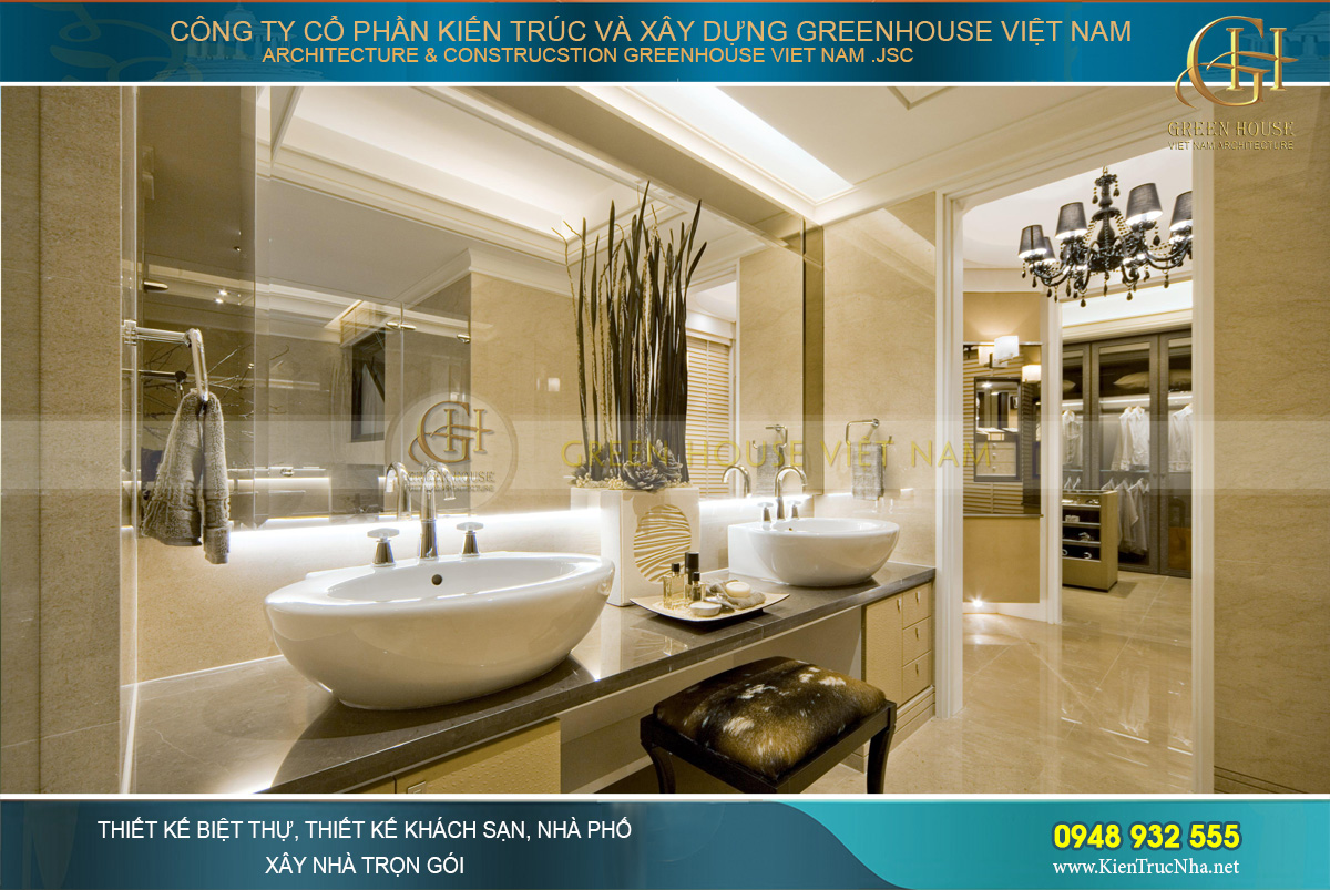 Thiết kế phòng vệ sinh sang trọng, đẳng cấp