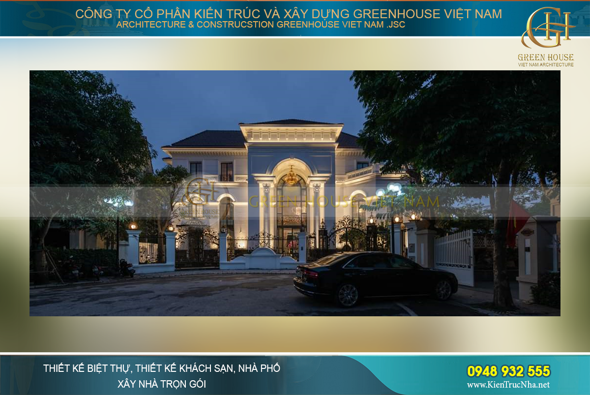 Căn nhà nổi bật vào buổi tối