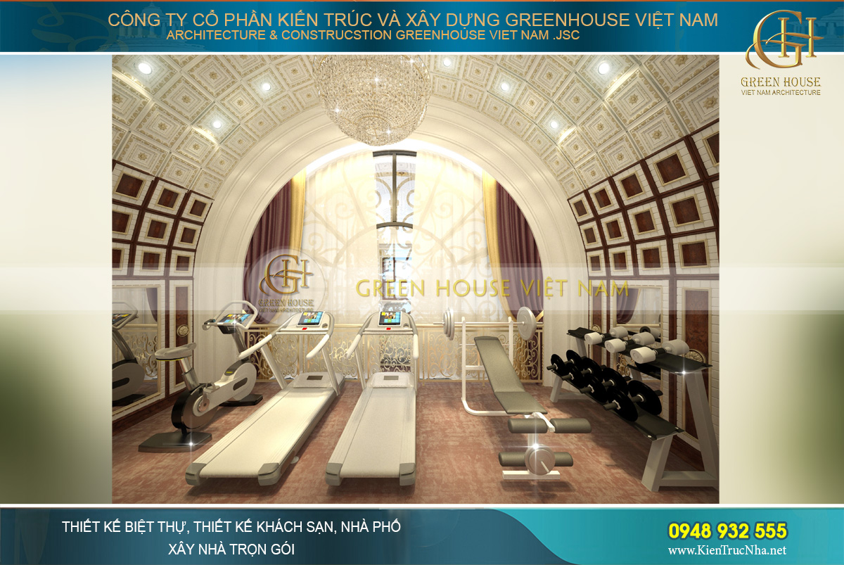 Phối cảnh 3D Phòng tập yoga, tập gym dành cho gia đình