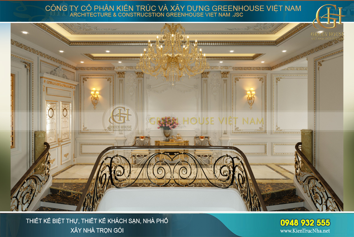 Tại sảnh tầng 2 được thiết kế khu vực chờ, nghỉ chân với bàn trà và sofa êm ái