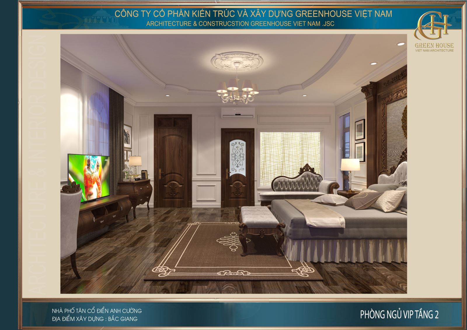 Thiết kế với tone màu trắng – nâu sang trọng cùng thiết kế tân cổ điển đẳng cấp