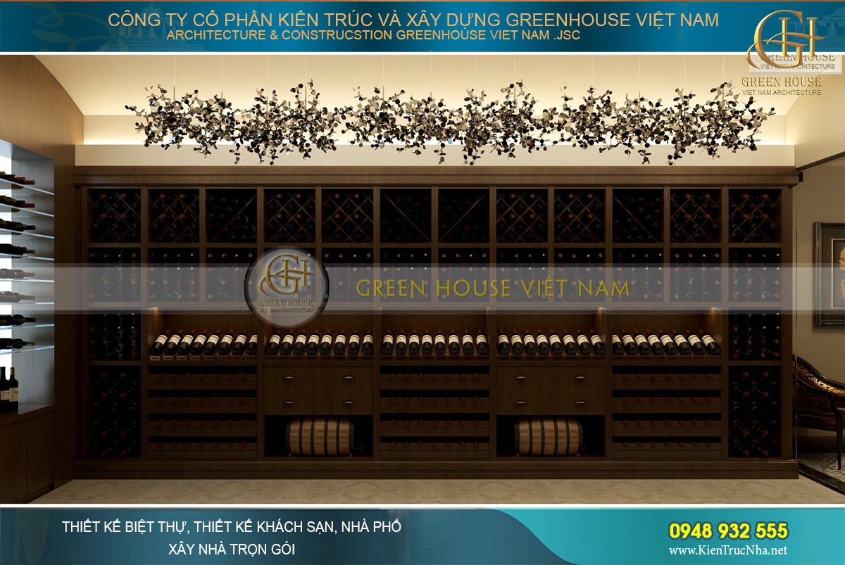 Giá đựng rượu được làm từ gỗ với các khung phân chia rõ ràng để việc cất giữ dễ dàng hơn