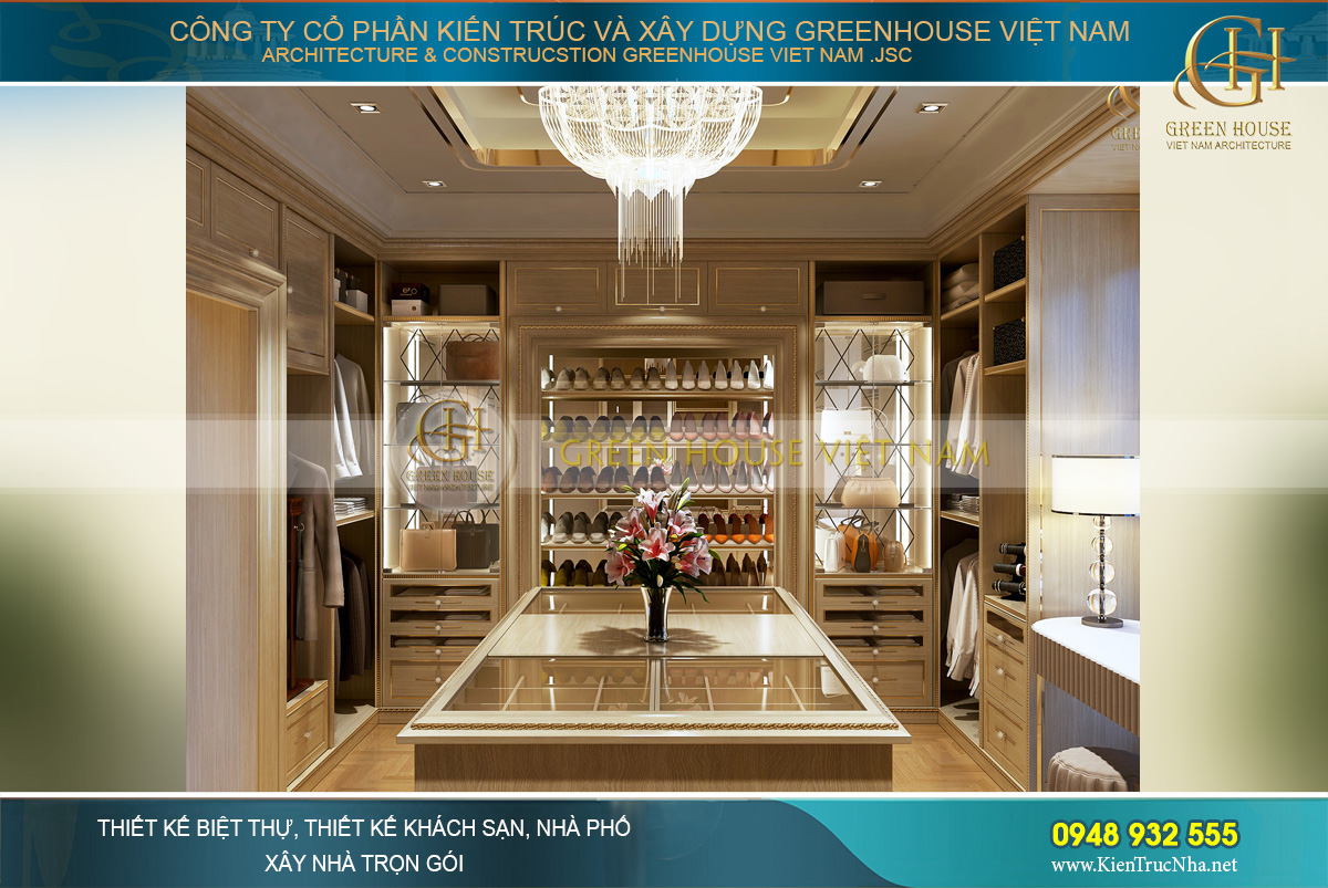 Không gian phòng để đồ đầy sang trọng và cao cấp