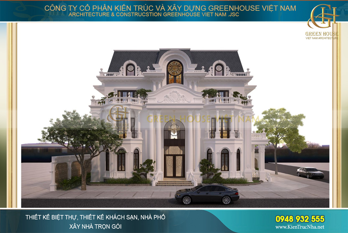 Mẫu biệt thự tân cổ điển 3 tầng 1 tum gây xao xuyến tại Bắc Giang