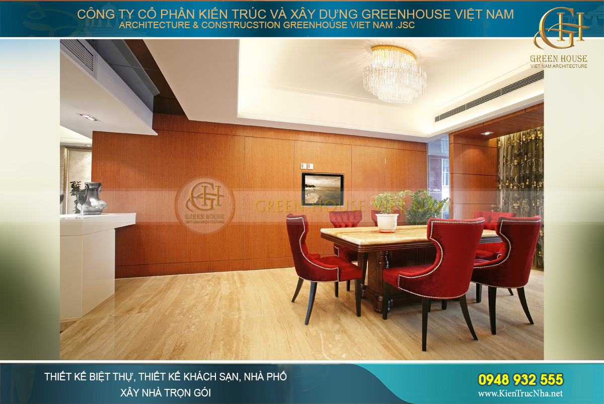 Phòng ăn được bố trí với cảnh thiên nhiên tươi đẹp xung quanh giúp tăng cảm giác ngon miệng